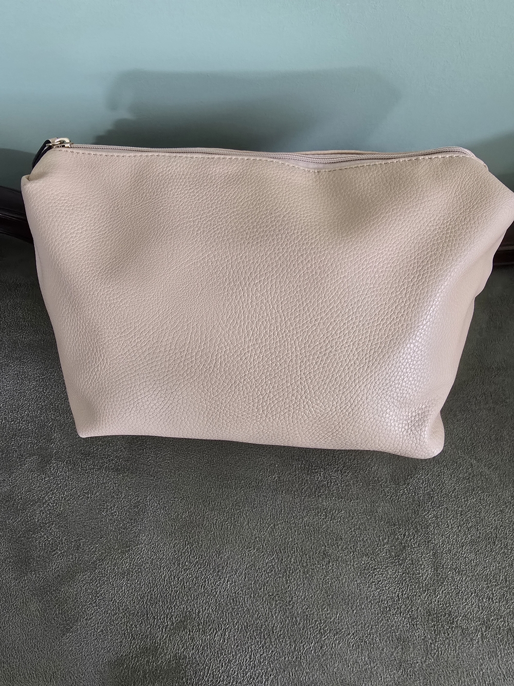 Source Unknown Pebbled Vegan Leather Large Cosmetic Pouch - Nude/Pink Color